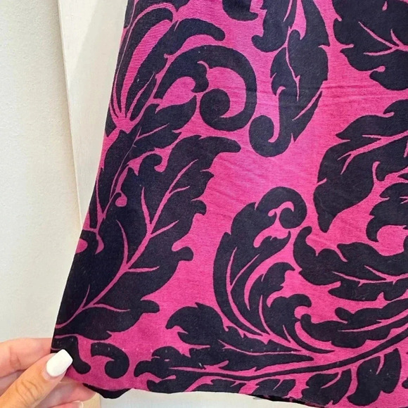 Boden A-Line Sophia Pleated Knee Length Purple Navy Damask  Skirt Size 6L Long - Picture 7 of 10